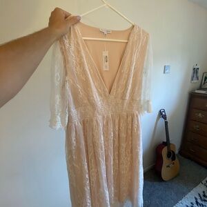 Baltic Born Lace Midi Dress in Cream